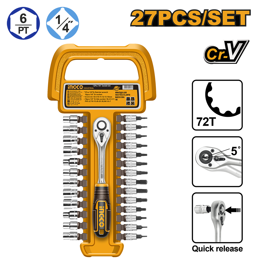 27 Pcs 1/4″ socket set HKTS14271