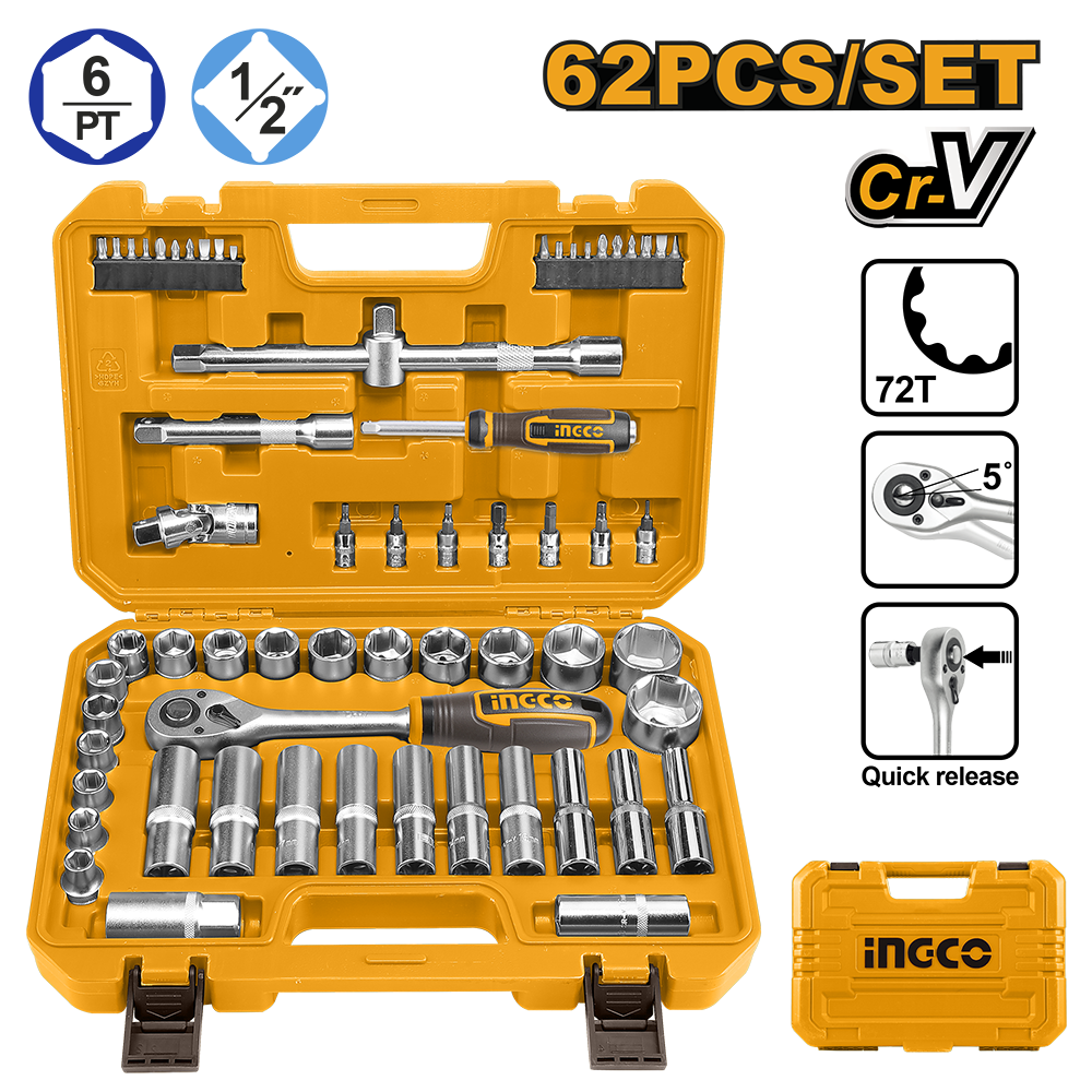 62 Pcs 1/2″ socket set HKTS12602