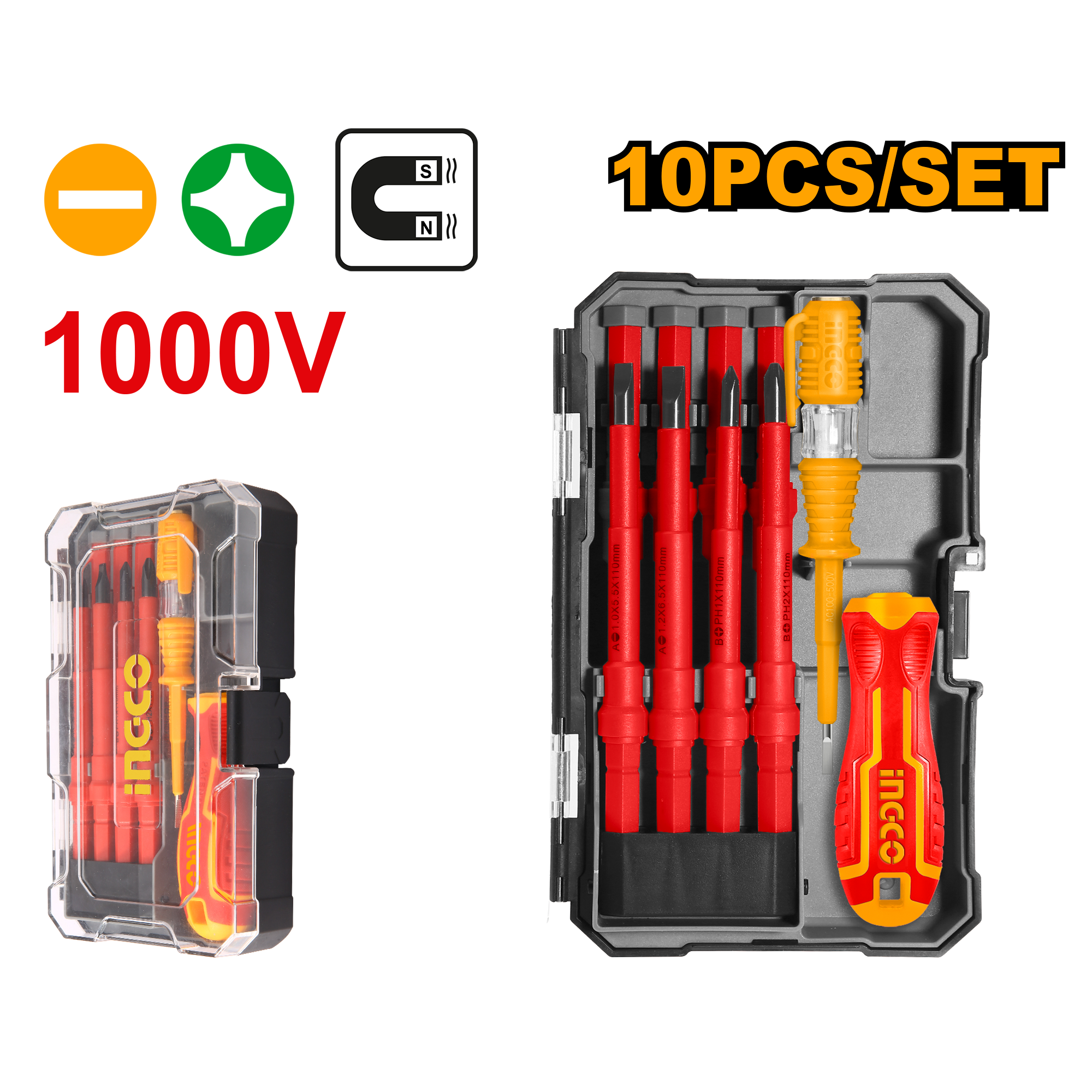 10 Pcs Interchangeable Insulated Screwdriver Set  HKISD1008