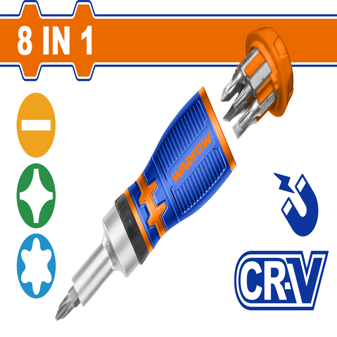 8 in 1 stubby ratchet screwdriver set