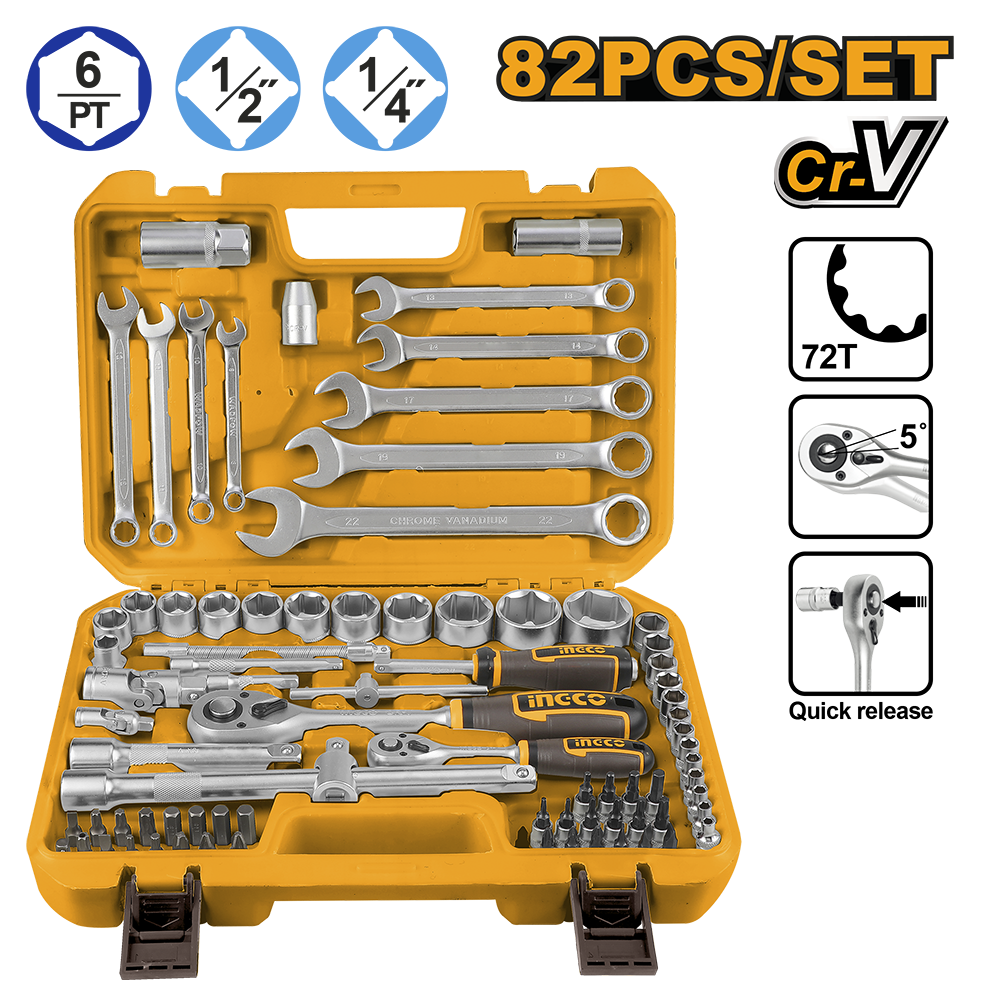 82 Pcs 1/4″&1/2″ Socket set HKTS42802