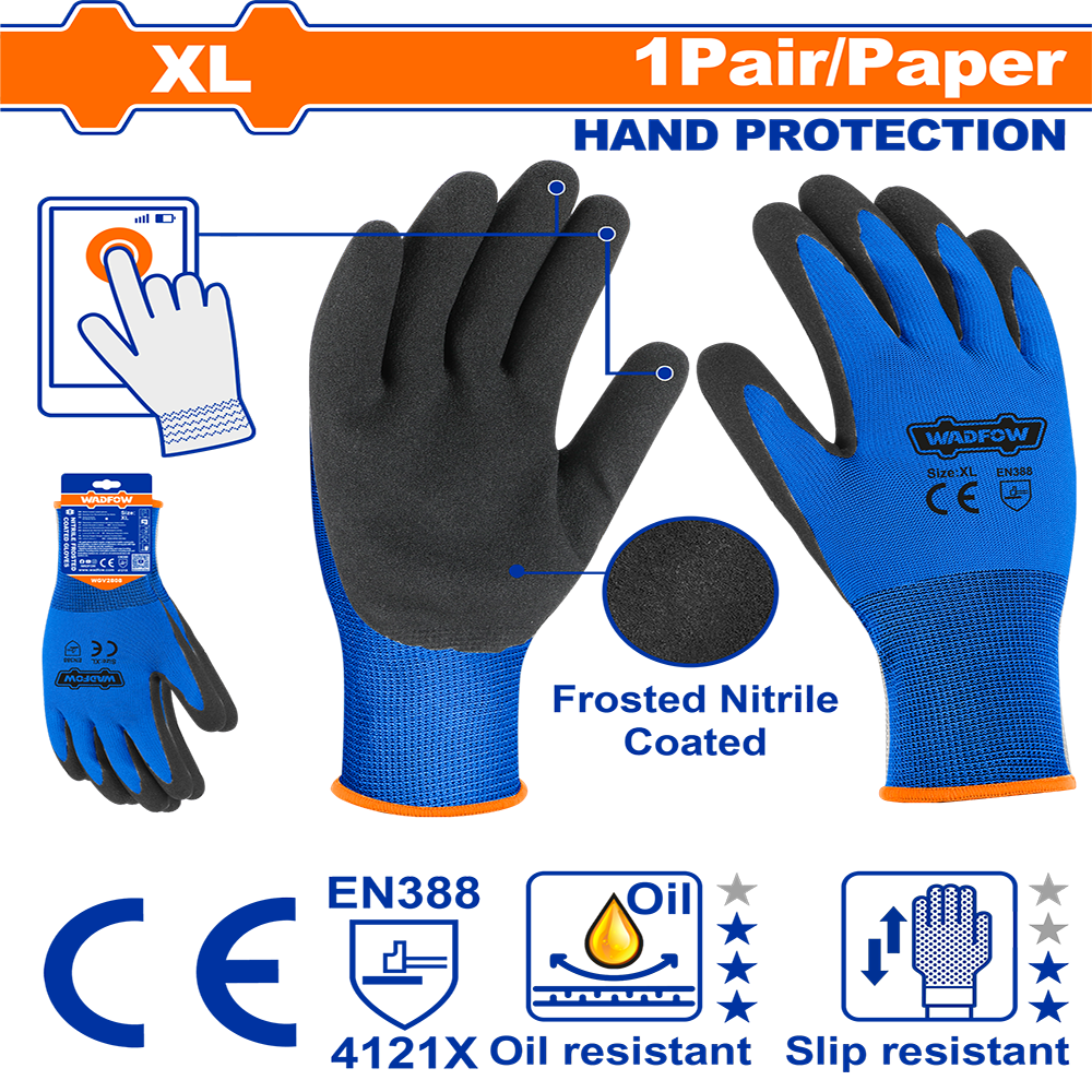 Nitrile frosted coated gloves WGV2808