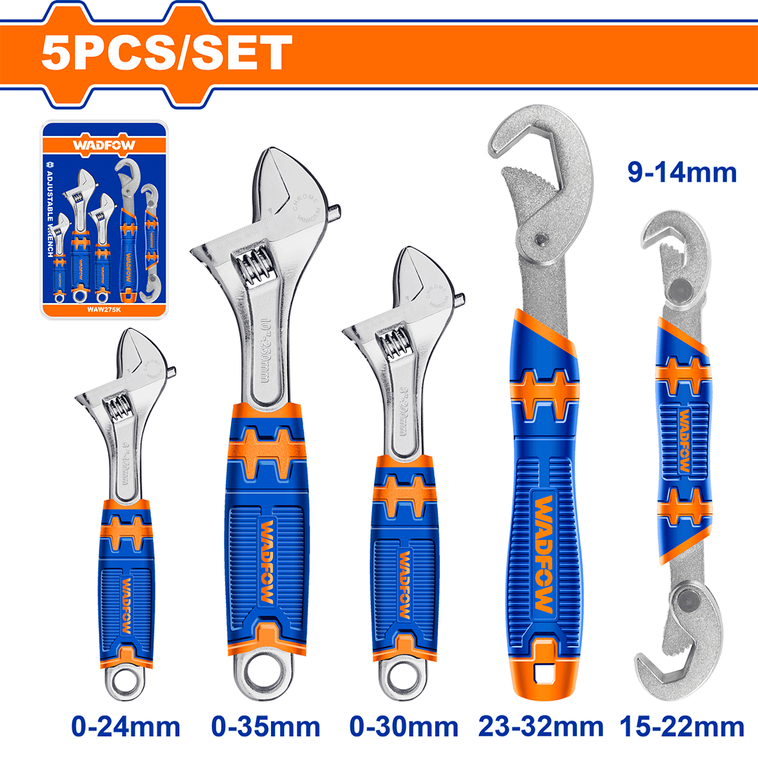 5 Pcs Adjustable wrench set WAW275K