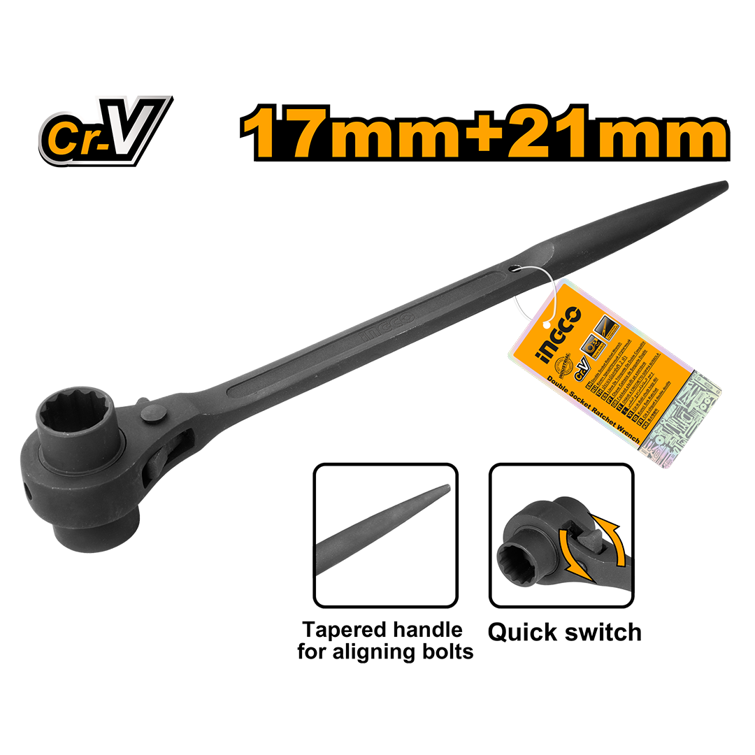 Double socket ratchet wrench HRSTW17211