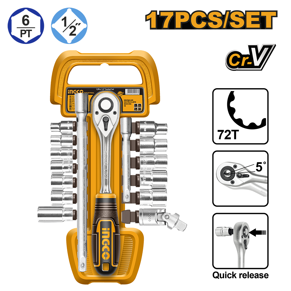 17 Pcs 1/2″ socket set HKTS12171