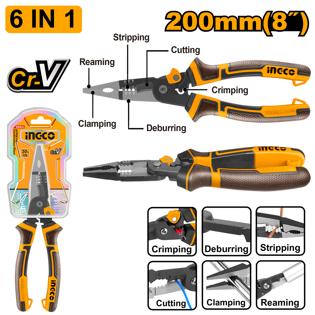 6-in-1 Multi-function long nose pliers HMFLNP28200