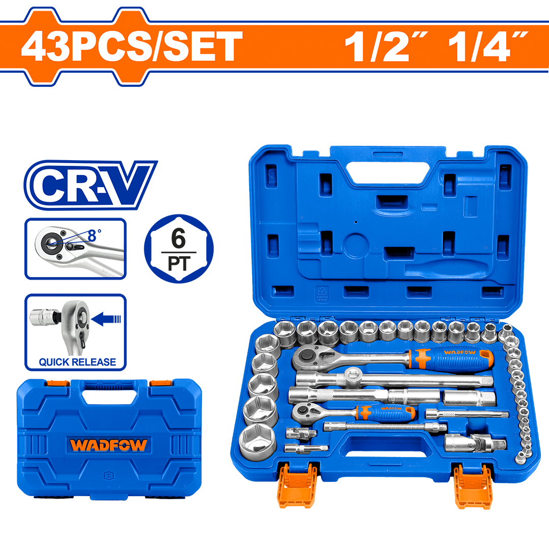 43 Pcs 1/4″&1/2″ socket set WST3D43