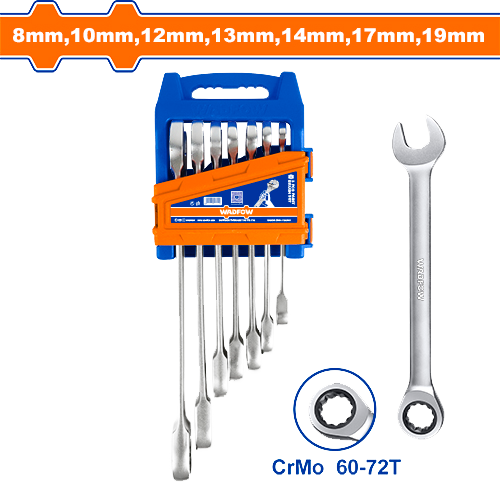 7 Pcs ratchet spanner set Size:8-19mmWSP4207