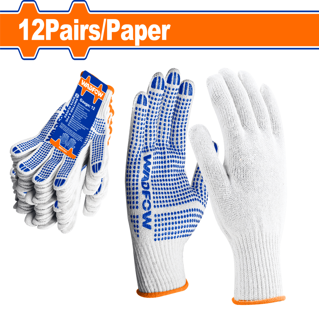 Knitted&PVC dots gloves Size: 10 (XL)WKG1801
