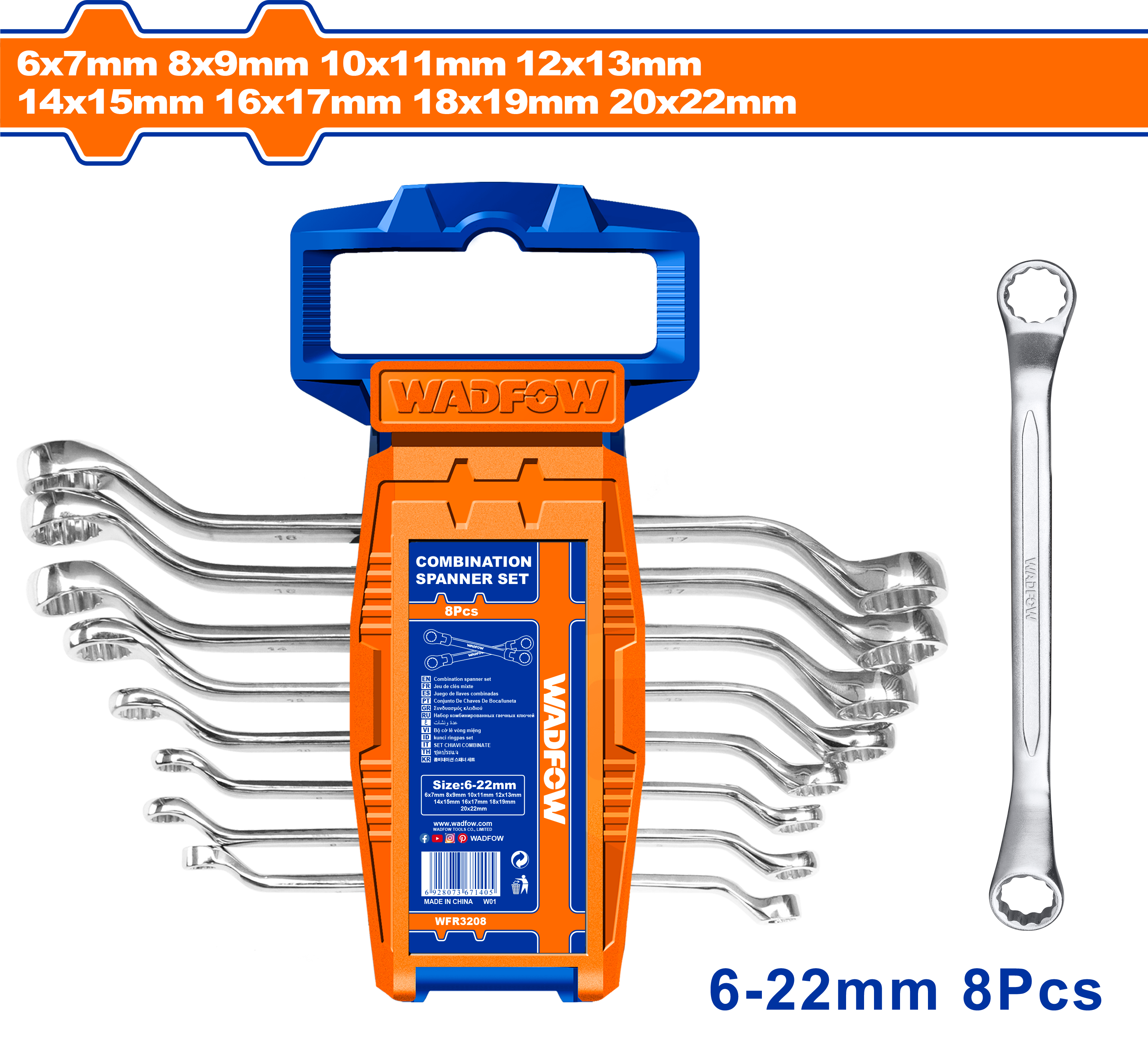 Offset ring spanner setSize:6-22mm WFR3208