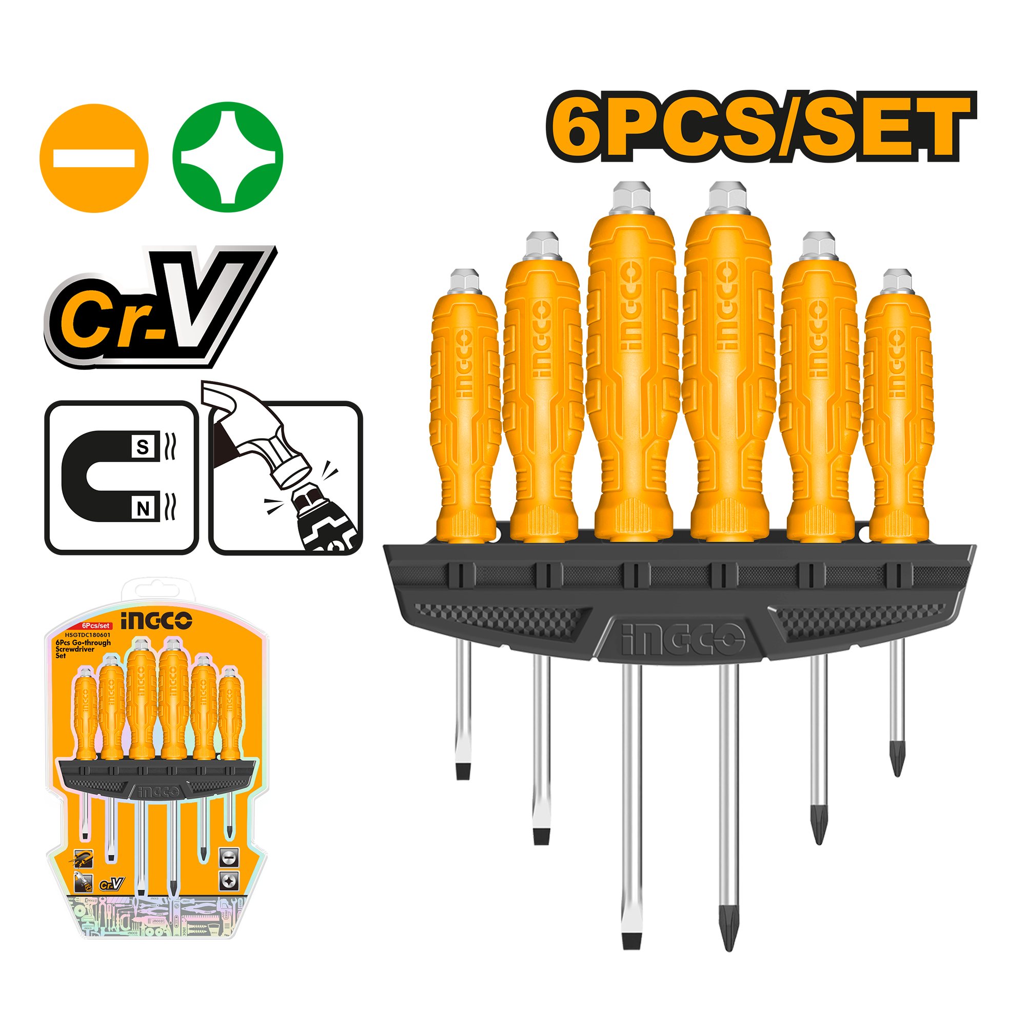 6Pcs Go-Through Screwdriver Set  HSGTDC180601