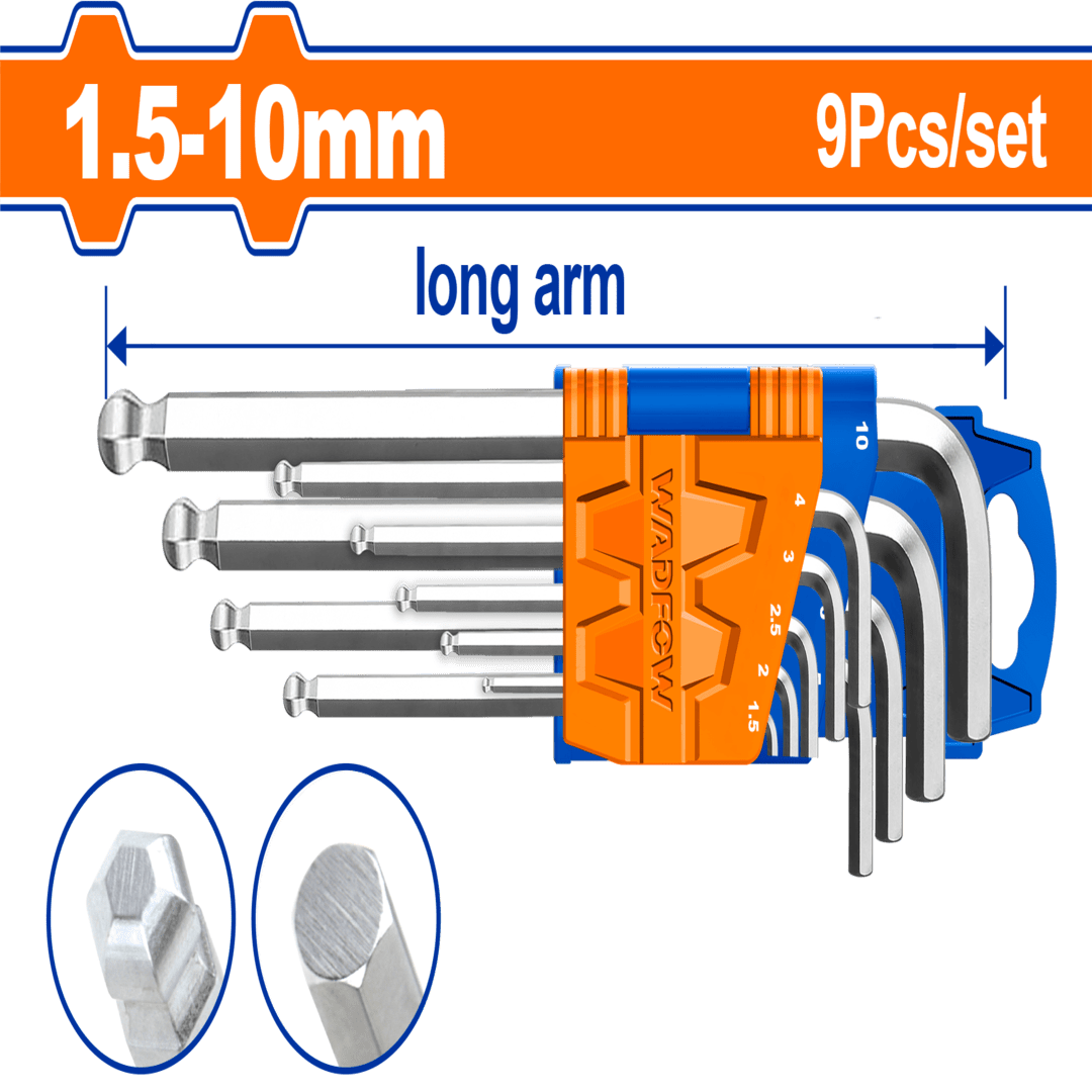 Ball point hex key 9pcs Sizes 1.5-10mmWHK2291