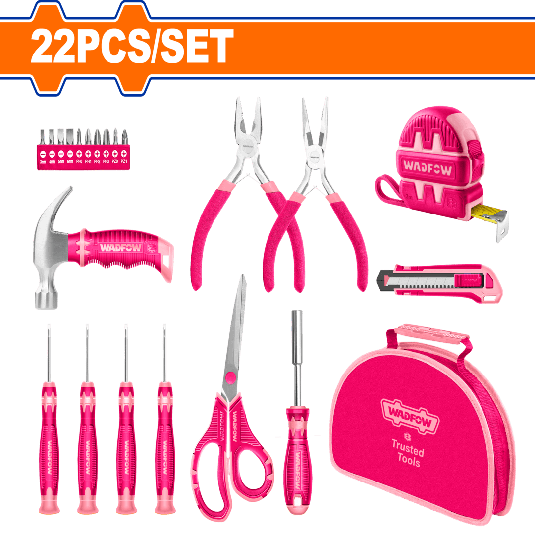 22 Pcs Pink hand tools set WHS1M22