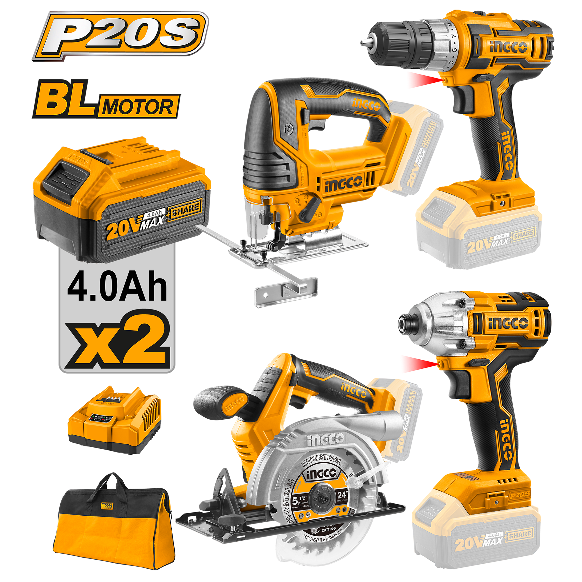Lithium-Ion Cordless 4-Pc. Combo Kit 20V CKLI2010