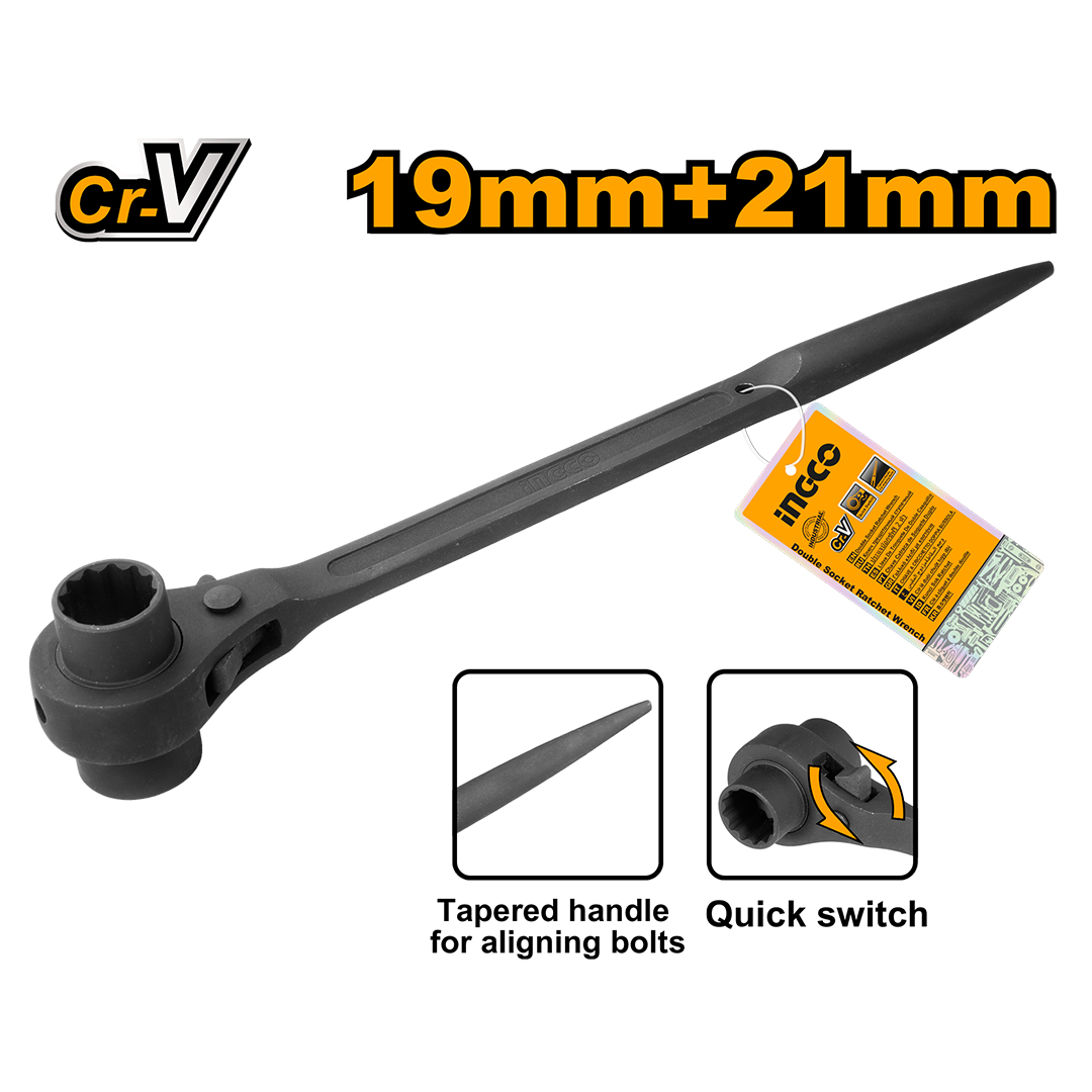 Double socket ratchet wrench HRSTW19211