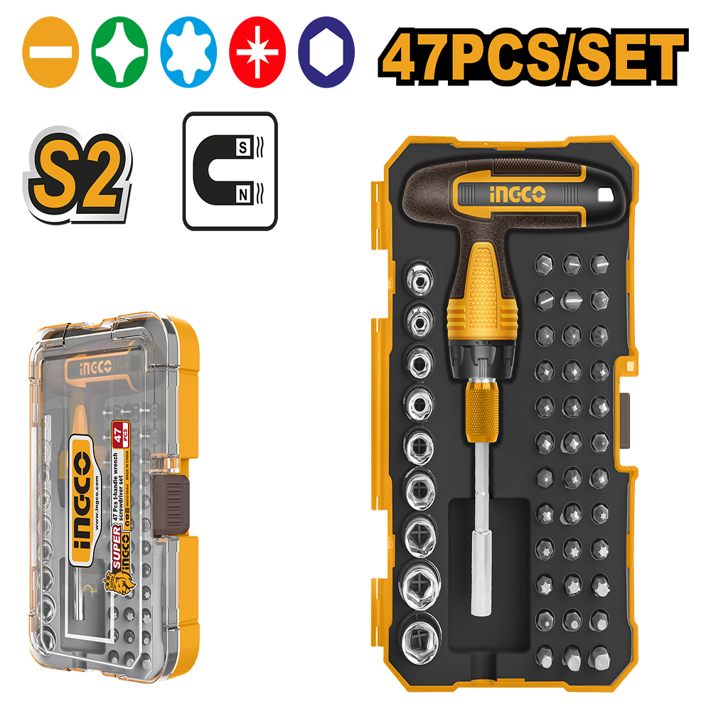 47 Pcs t-handle wrench screwdriver set HKSDB0478