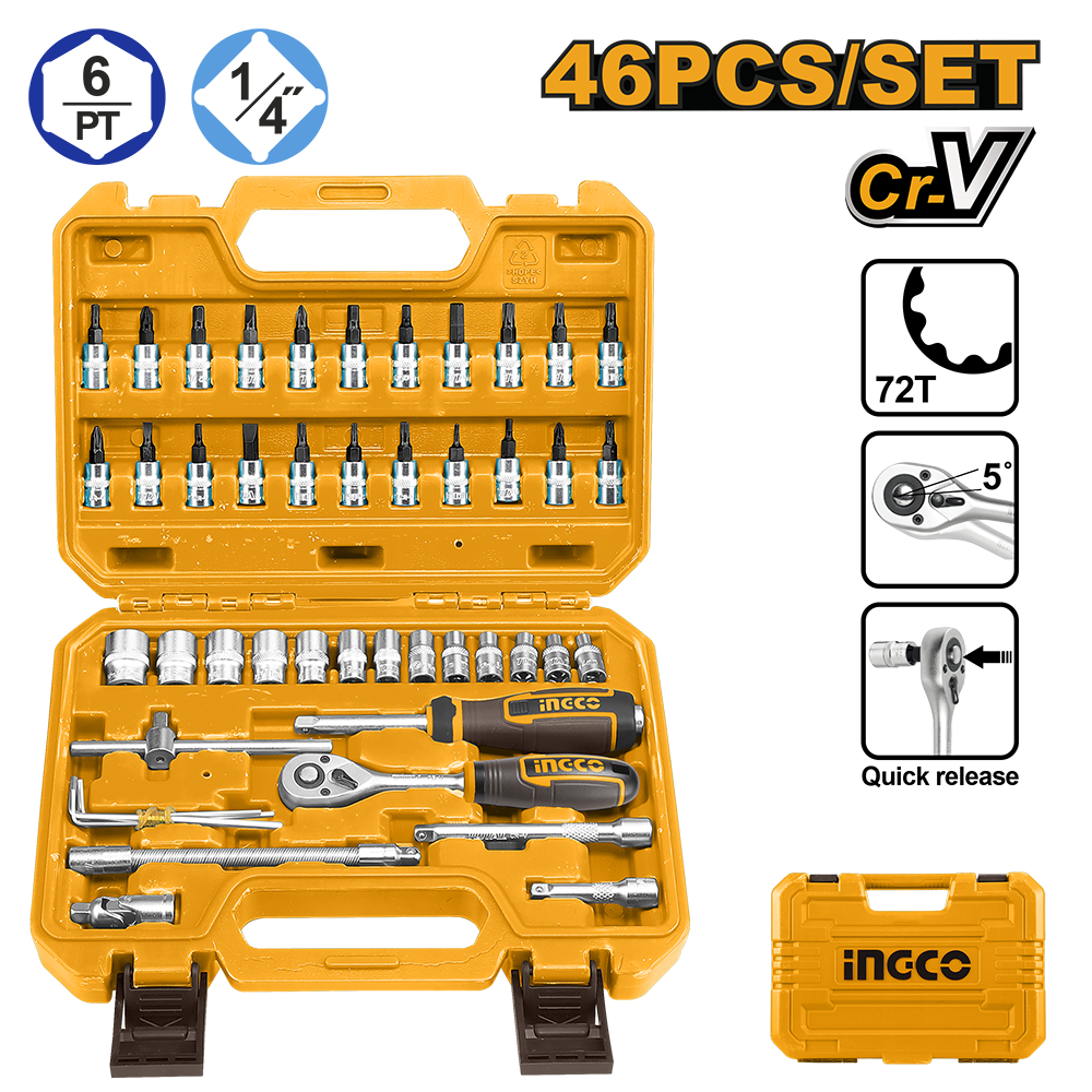 46 Pcs 1/4″ socket set HKTS14462