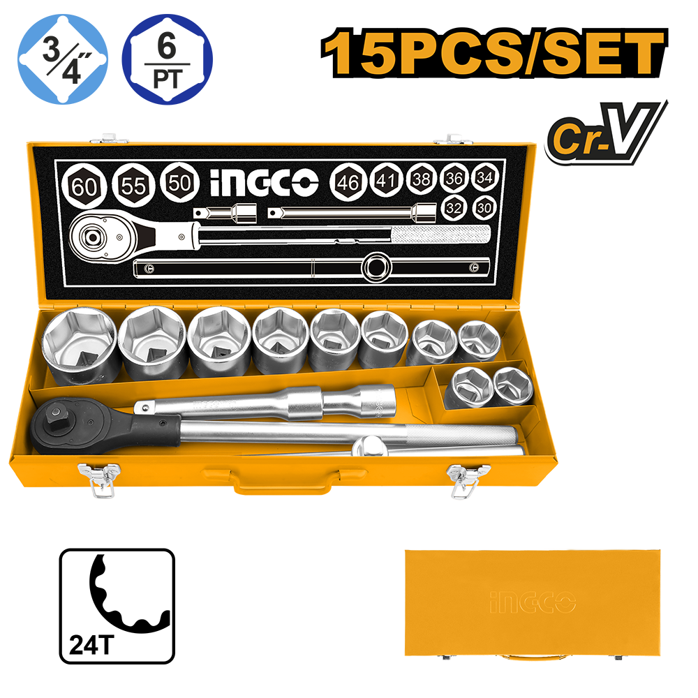 15 Pcs 3/4″ socket set HKTS034151