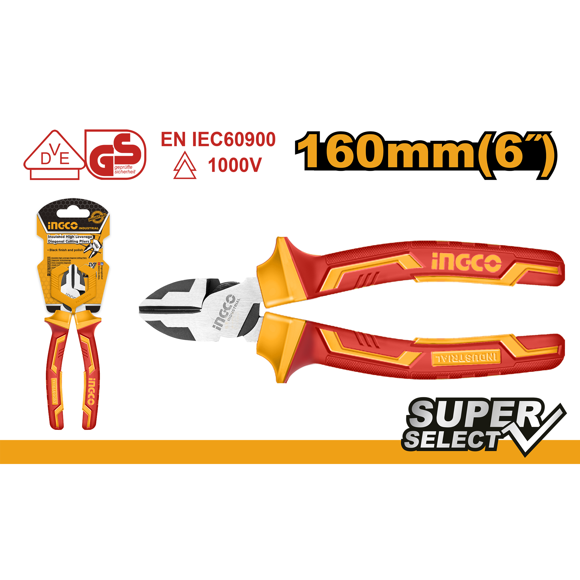Insulated High Leverage Diagonal Cutting Pliers 6″/160mm HIHLDCP28160