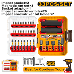 33 Pcs impact screwdriver bits and sockets set AKDL63306
