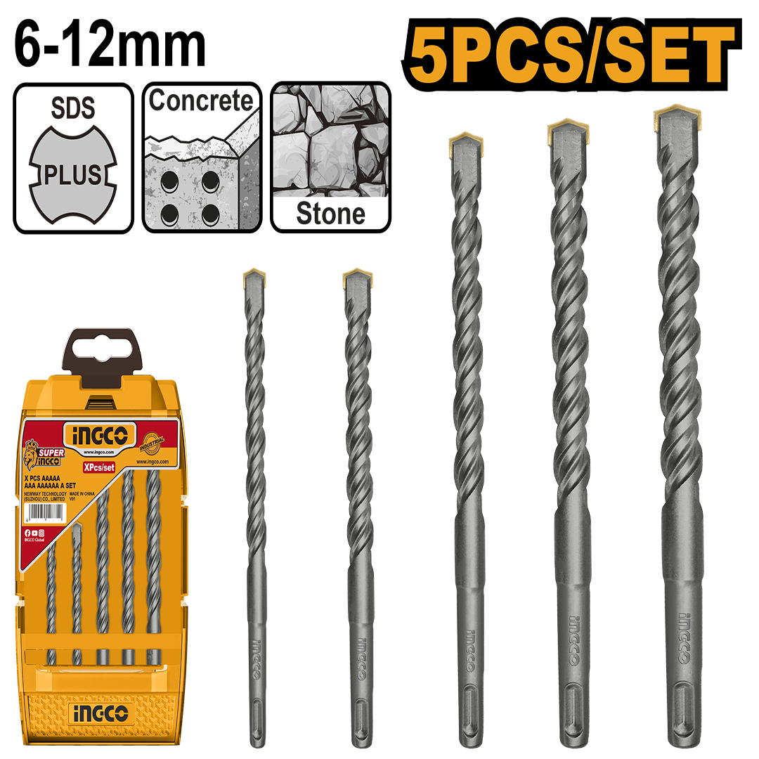5 Pcs SDS plus Hammer drills bits set AKD2052