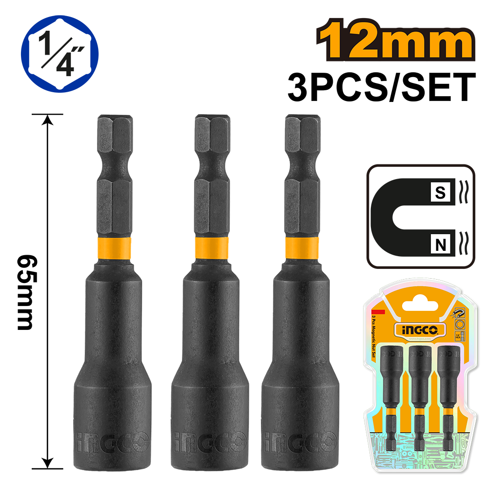 3 Pcs impact magnetic nut set AMN1231