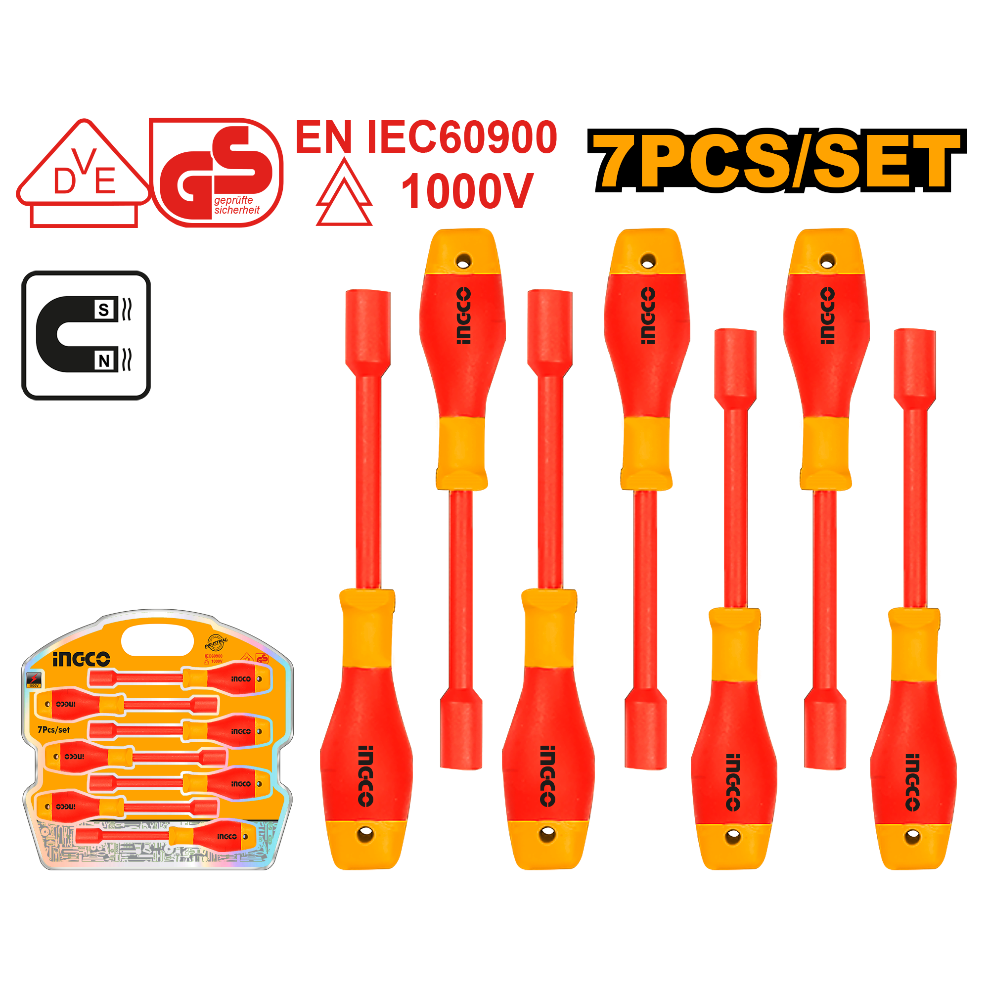 7Pcs Insulated Nut Screwdriver Set VDE HKISD0701