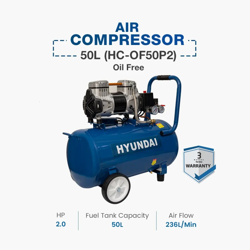Hyundai Air Compressor 50L Oil Free 2.0HP (HC-OF50P2)