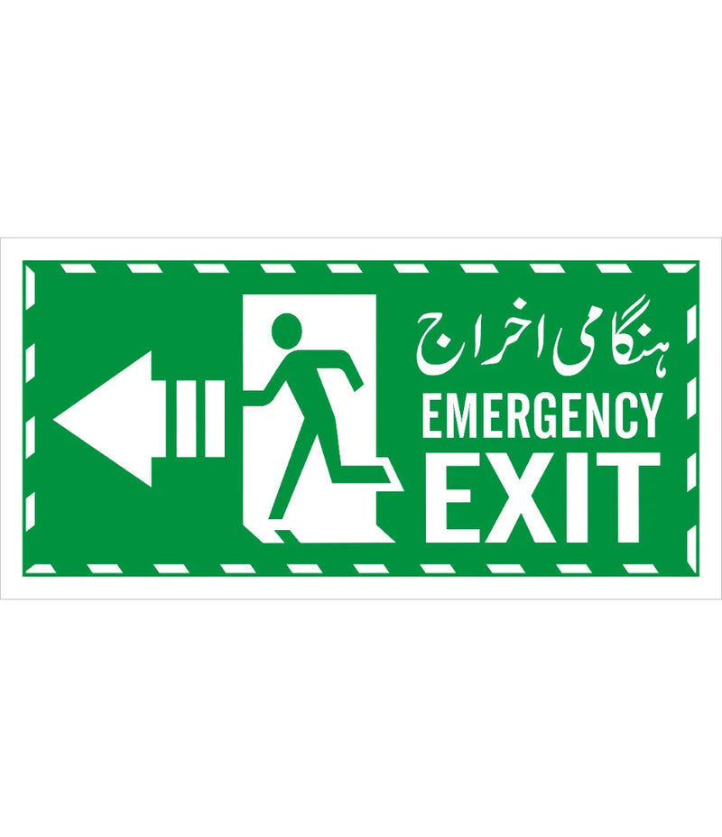 Emergency Exit Green Left Arrow Sign