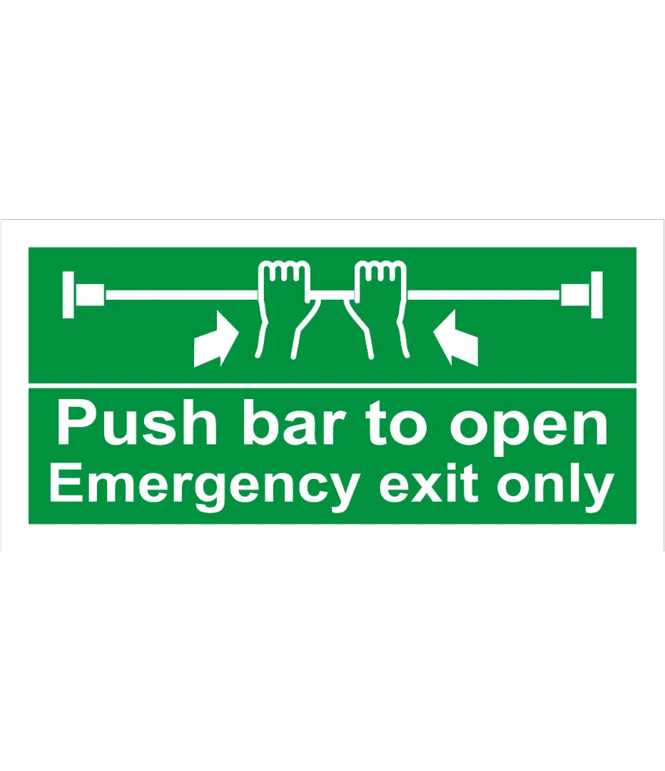 Push Bar To Open Emergency Exit Only Green Sign