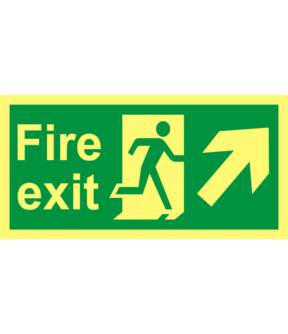 Fire Exit Up Right Arrow Sign