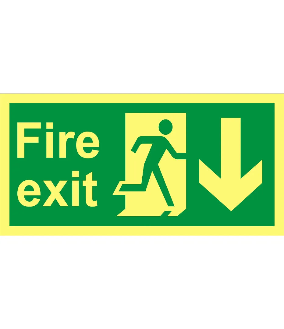 Fire Exit Down Arrow Sign