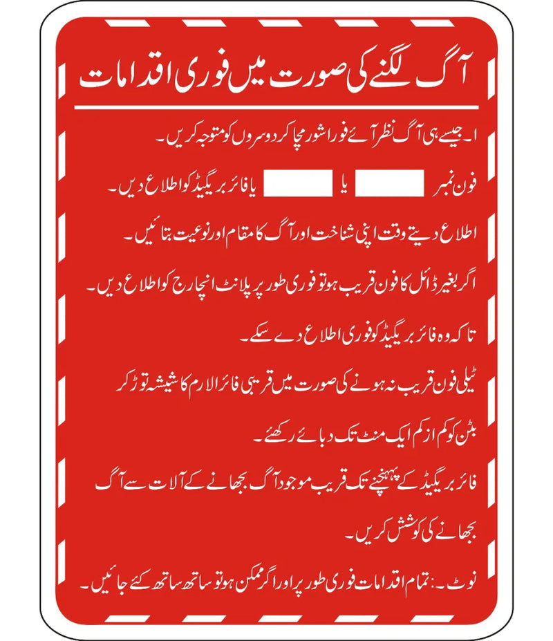 Instructions In Case Of Fire