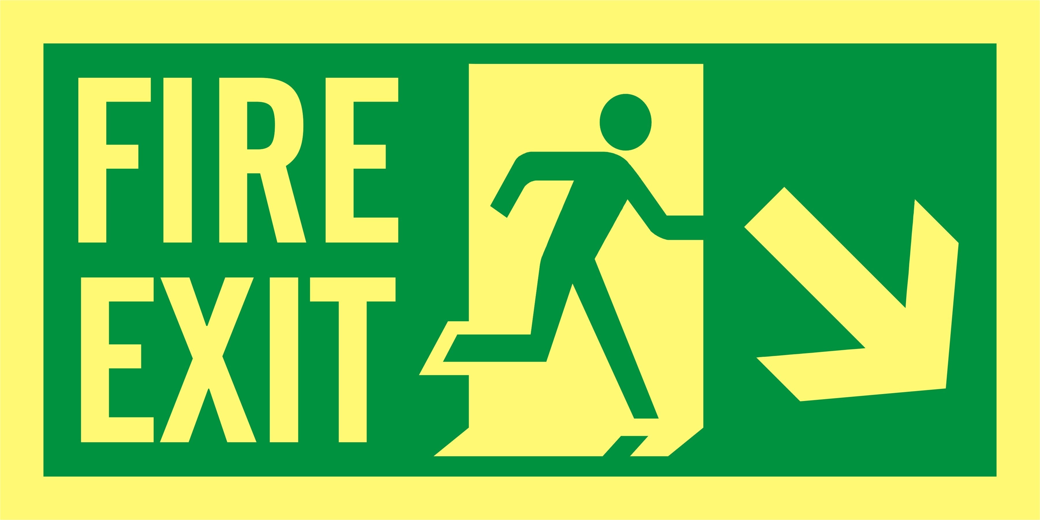 Fire Exit Right Down Sign