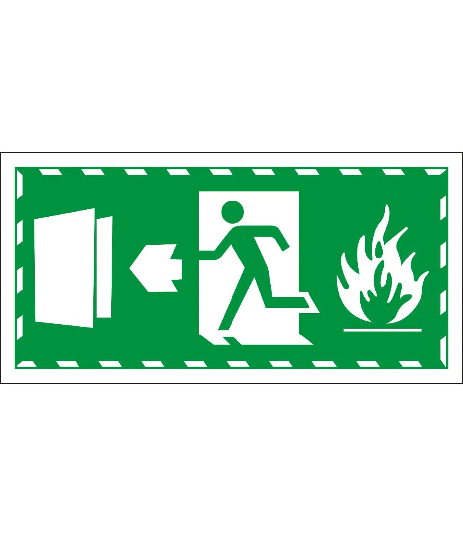 Emergency Exit Door Green Left Arrow Sign